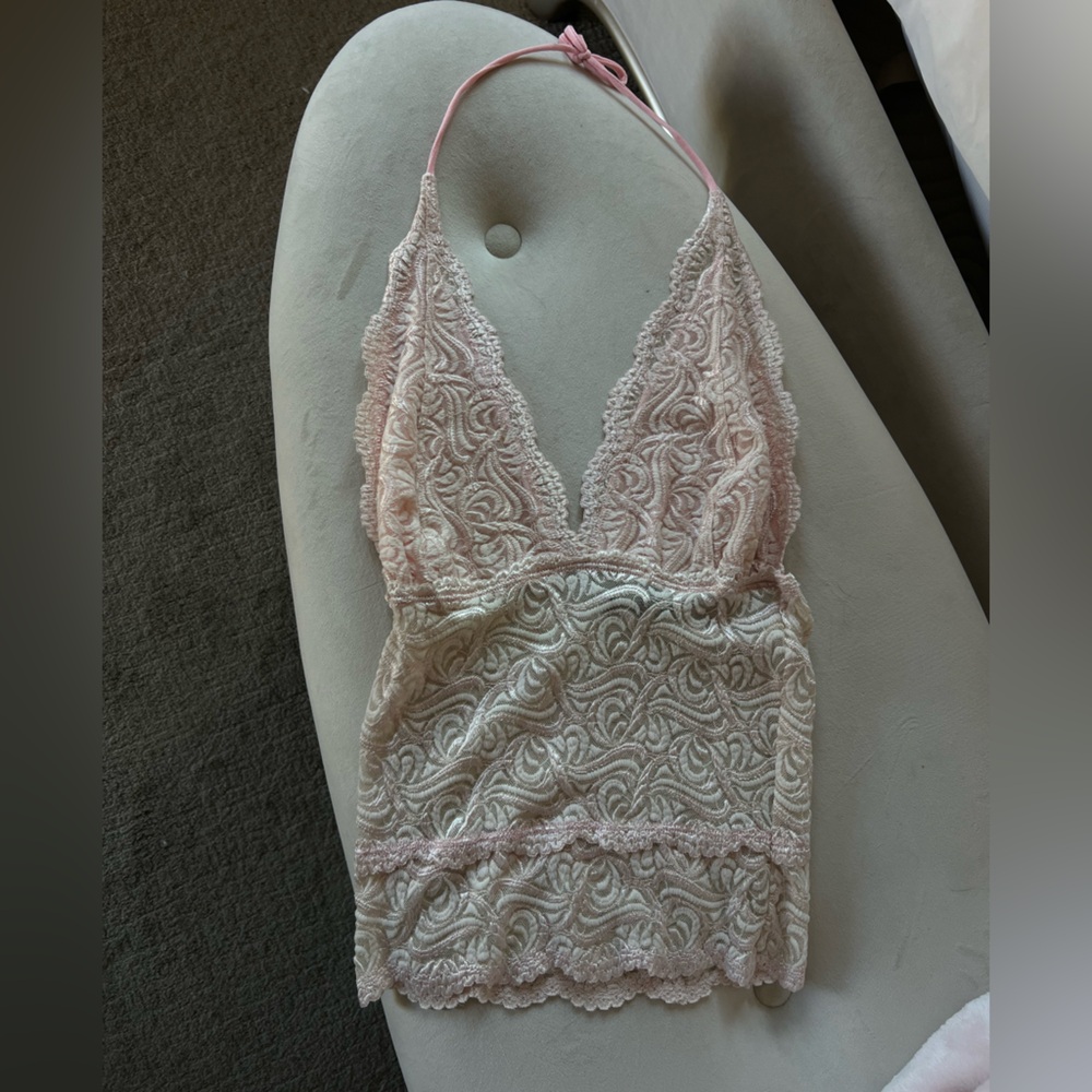 bebe Pink Lace Bralette Halter Camisole
